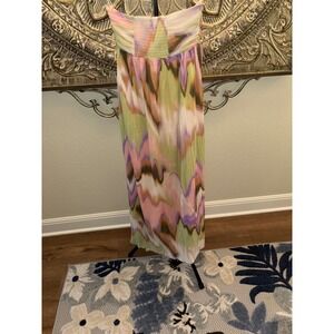 Steve Madden Maxi Dress Small Strapless Tie Front Multicolor Flowy Boho